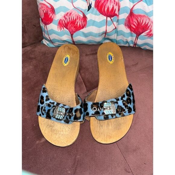 Dr. Scholl's Shoes - Dr. Scholl's Women's Blue Leopard Bling Slide Sandals Size 6